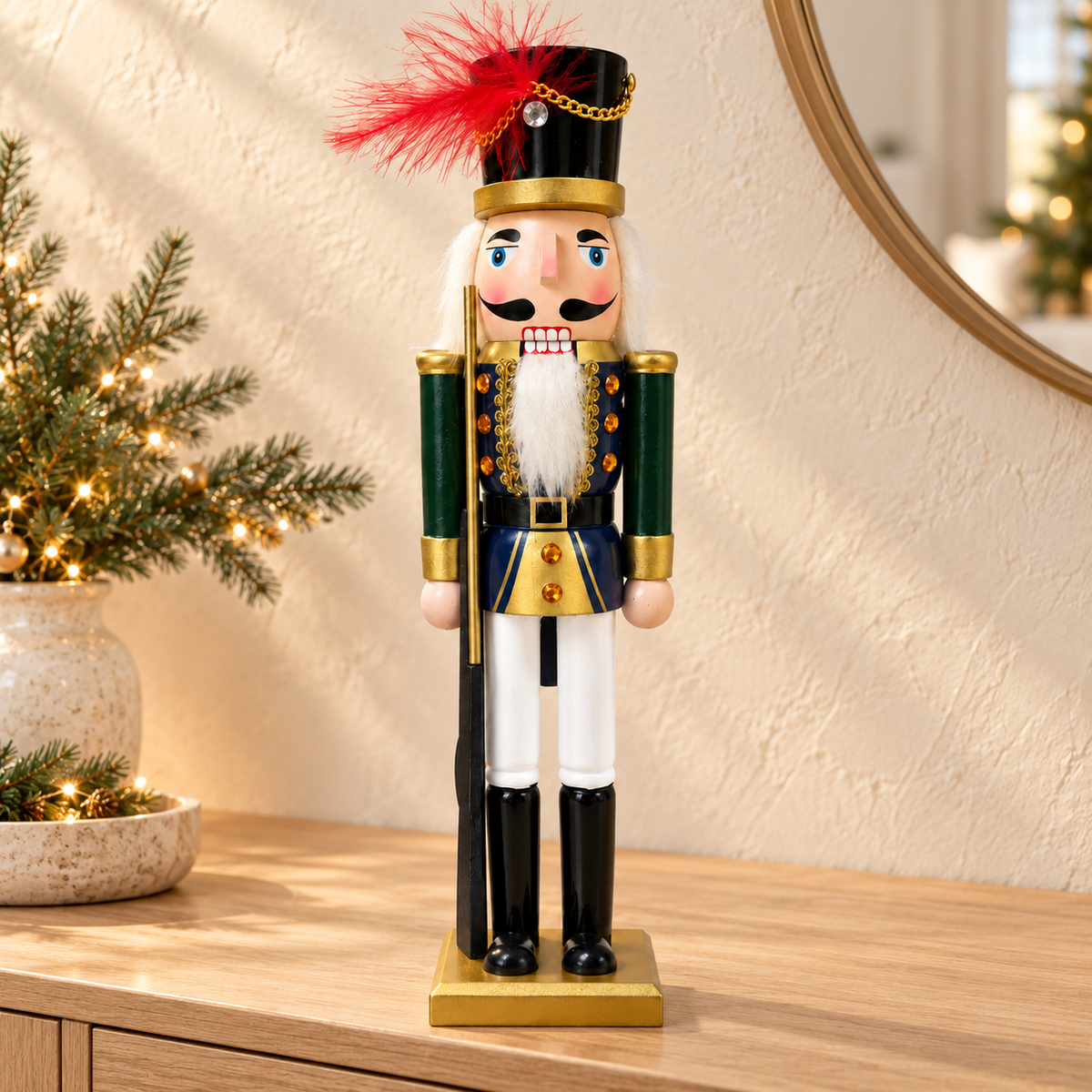 Handmade Navy & Green Royal Guard Nutcracker – 43 cm