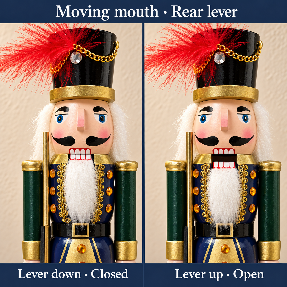 Handmade Navy & Green Royal Guard Nutcracker – 43 cm
