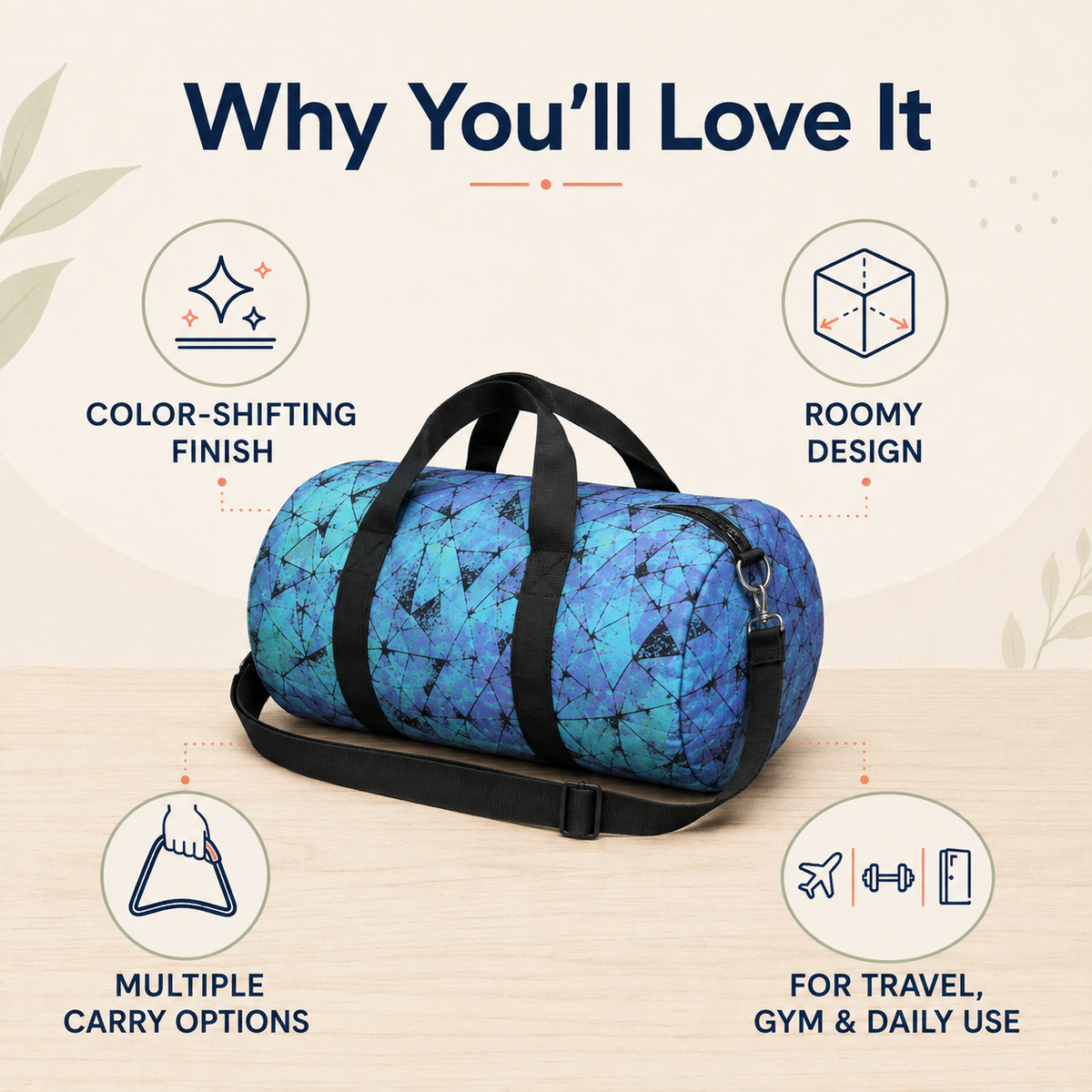 Reflective Color-Shift Duffle Bag