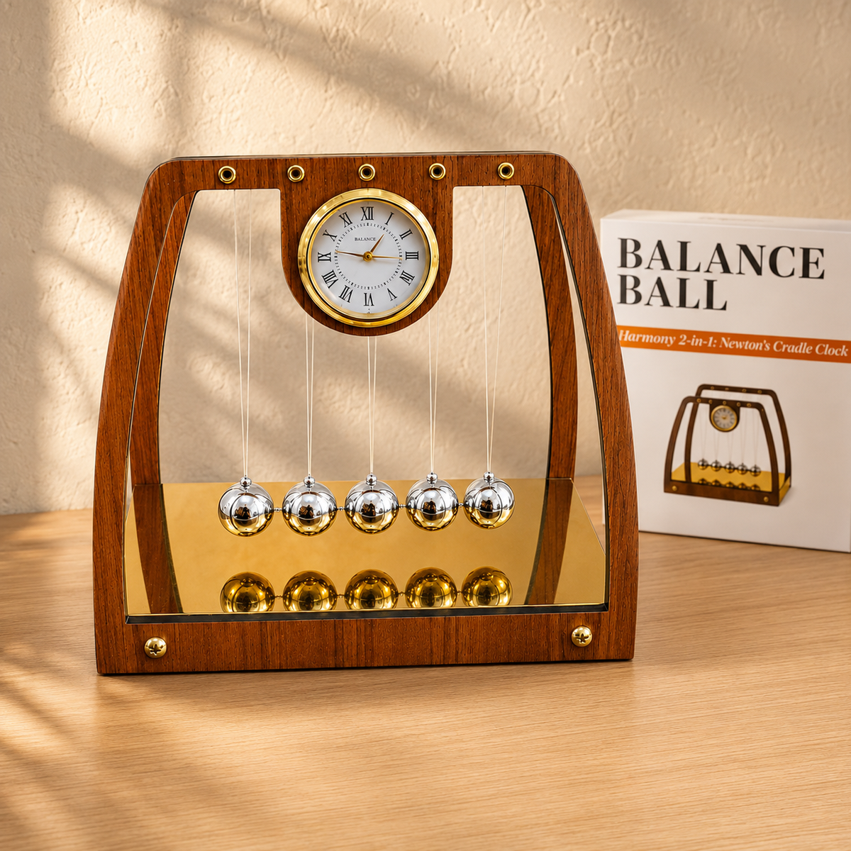 Newton’s Cradle Desk Clock