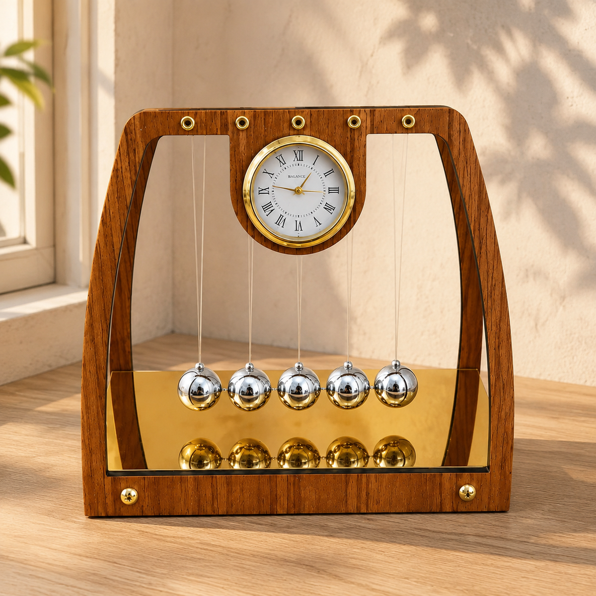 Newton’s Cradle Desk Clock