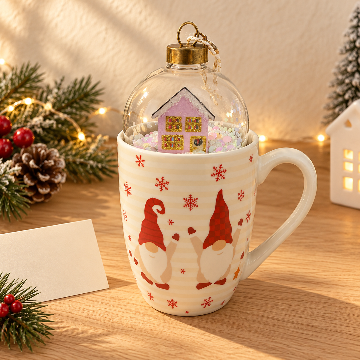 Gnome Mug + Free Snow Globe Ornament