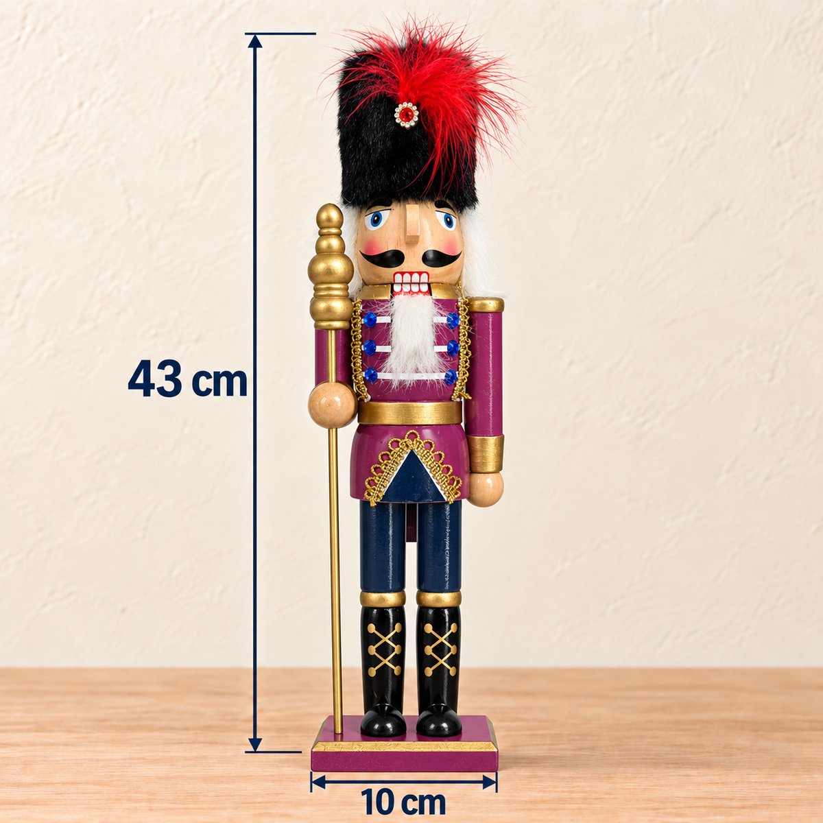 Handmade Plum & Navy Guardsman Nutcracker – 43 cm