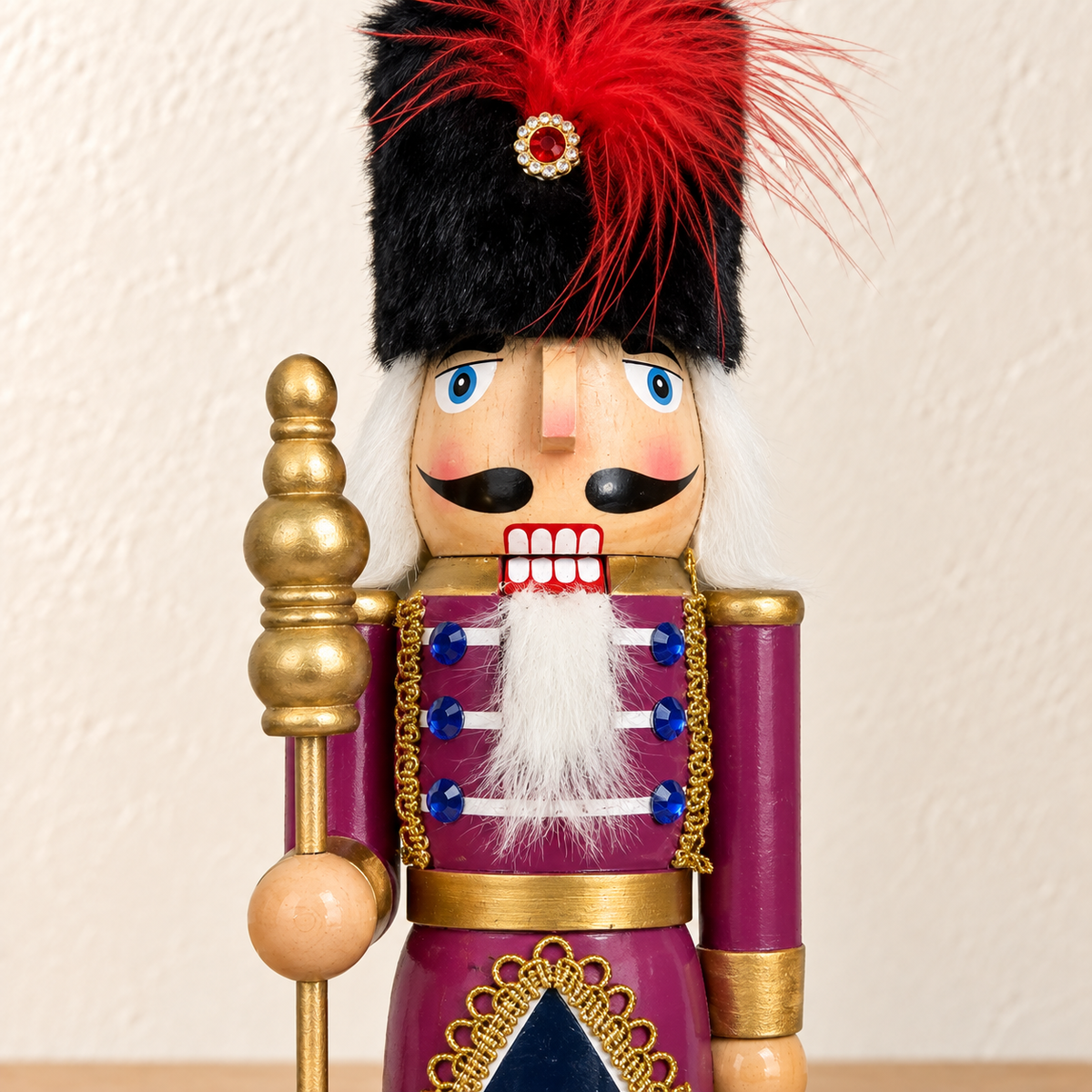 Handmade Plum & Navy Guardsman Nutcracker – 43 cm