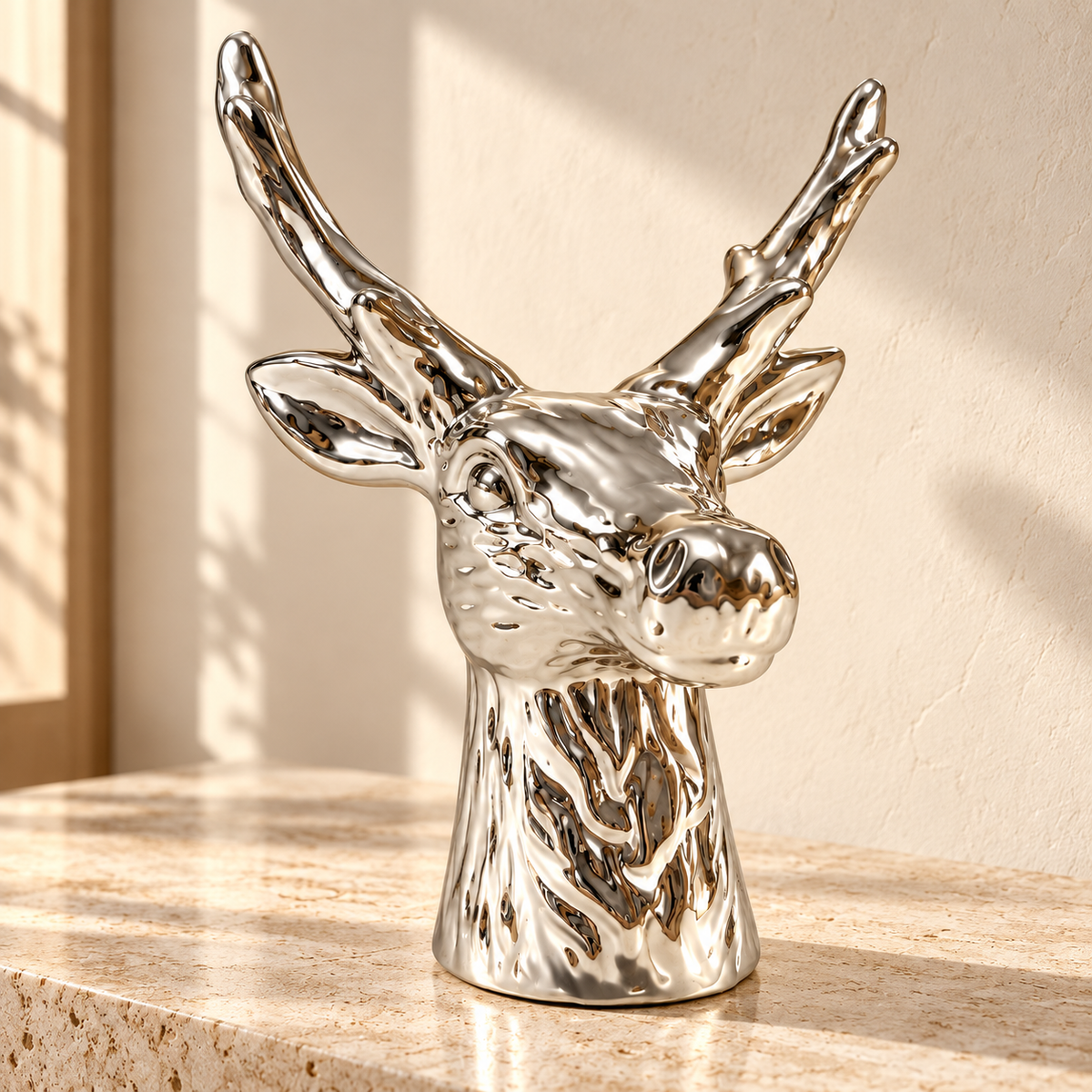 Metallic Reindeer Bust – 19 cm