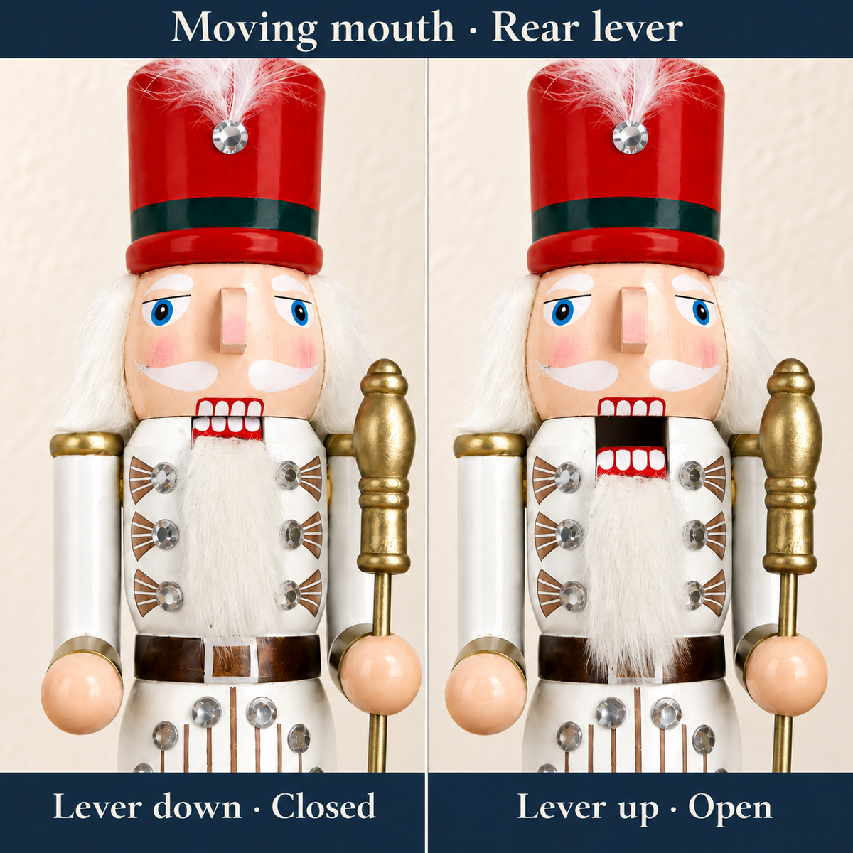 Handmade White & Red Drum Major Nutcracker – 43 cm