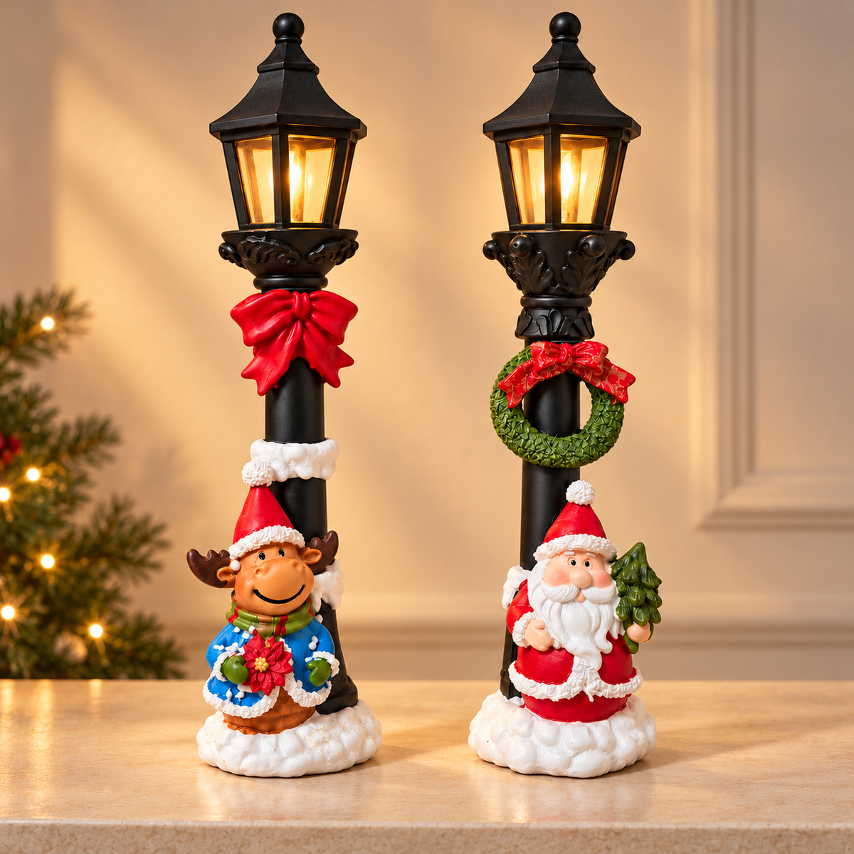 Light-Up Christmas Lamp-Post Decoration – 2 Designs