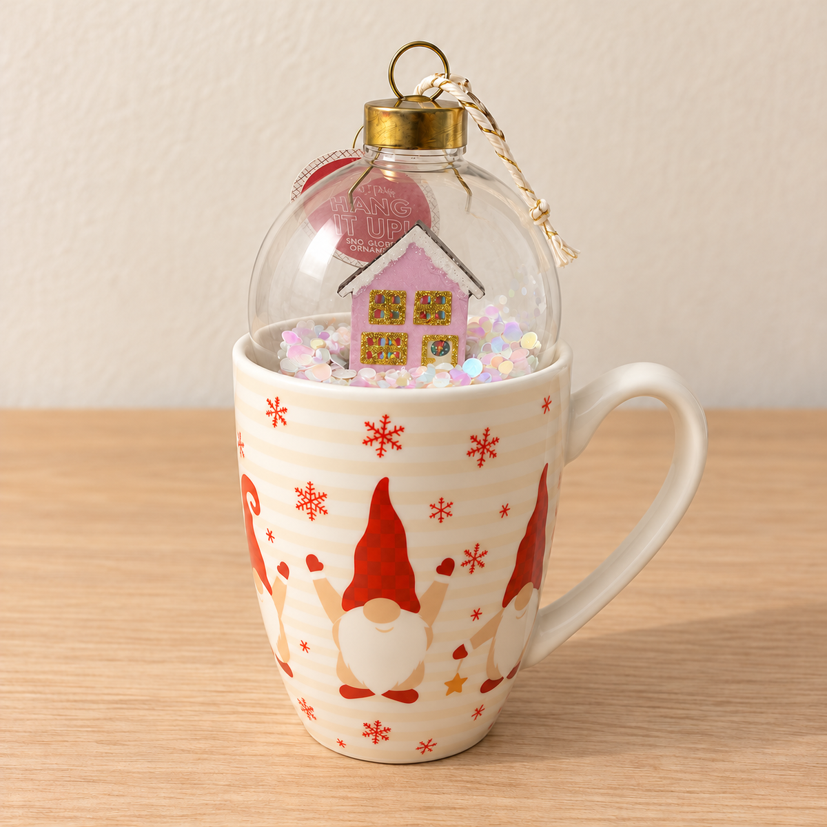 Gnome Mug + Free Snow Globe Ornament