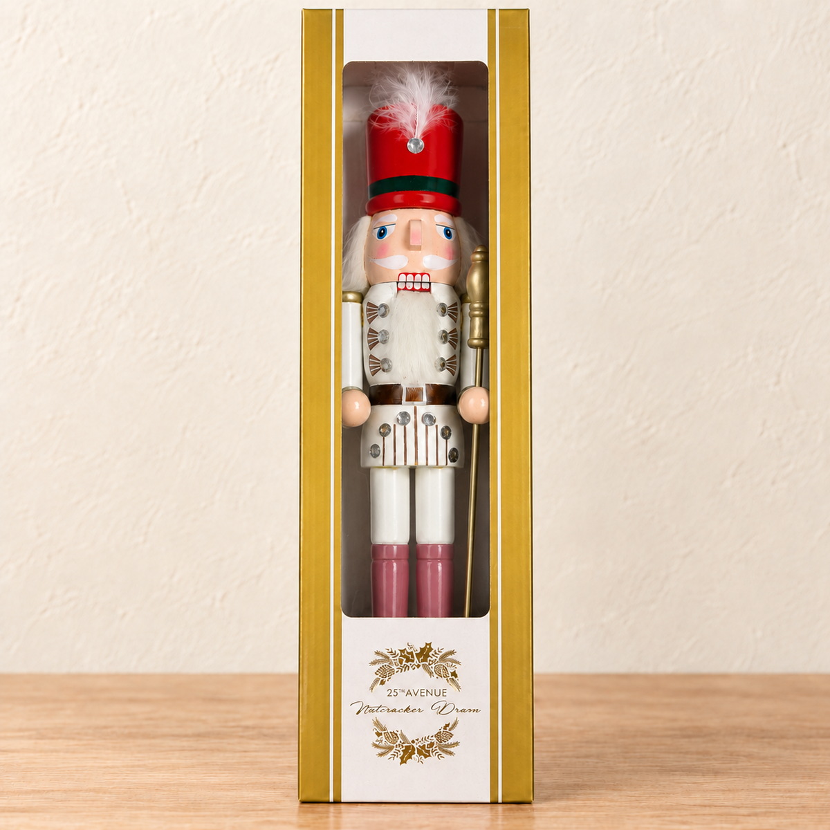 Handmade White & Red Drum Major Nutcracker – 43 cm