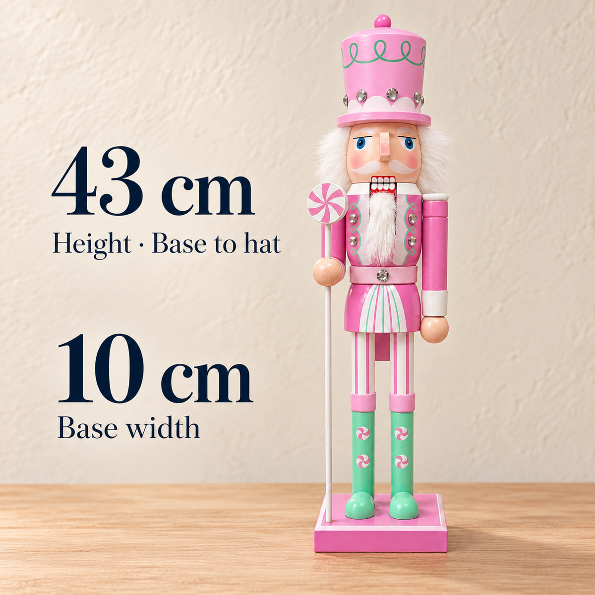 Handmade Peppermint Candy Nutcracker – 43 cm