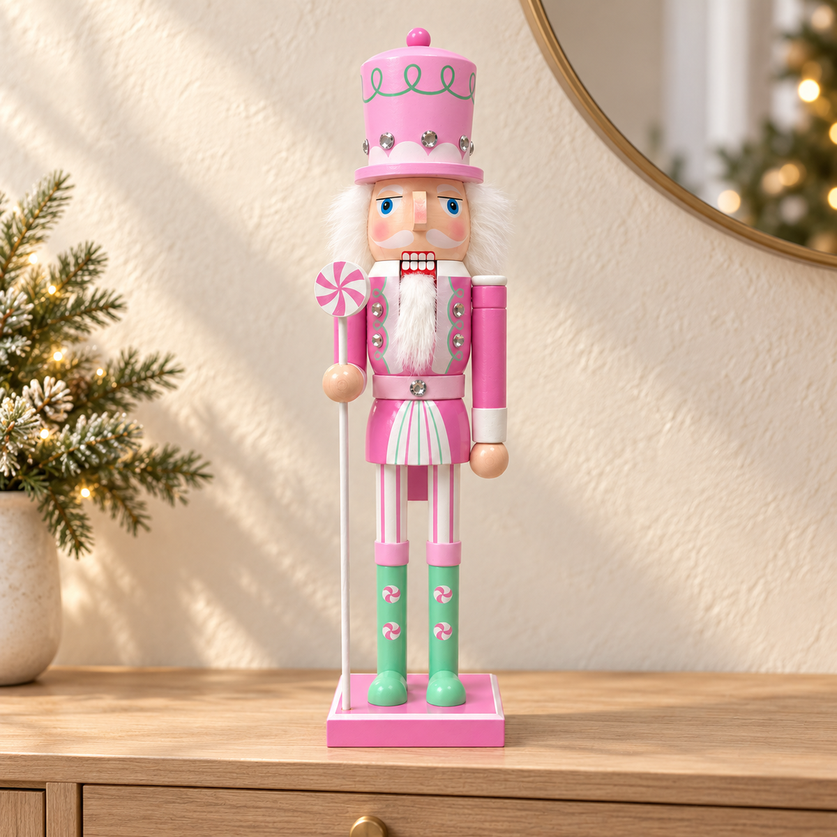 Handmade Peppermint Candy Nutcracker – 43 cm