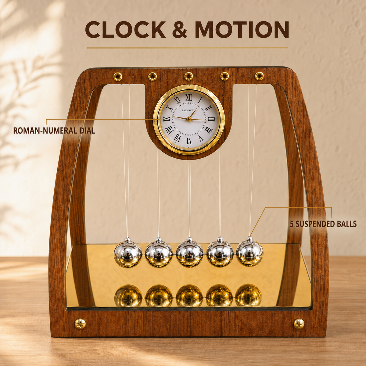 Newton’s Cradle Desk Clock