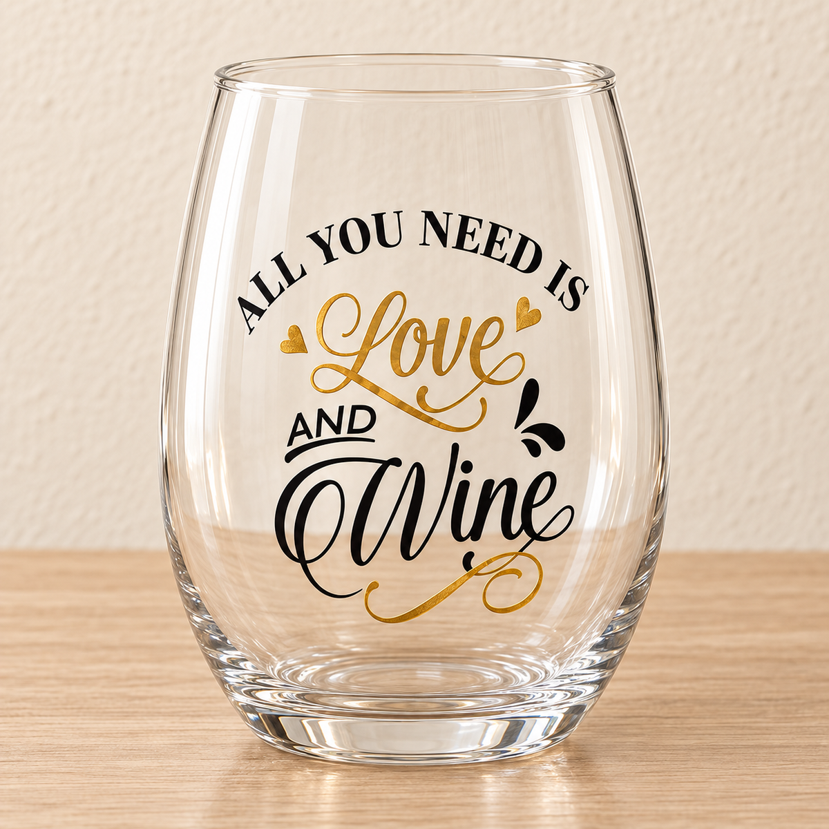 Love & Wine Stemless Glass