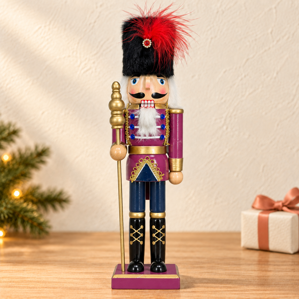 Handmade Plum & Navy Guardsman Nutcracker – 43 cm