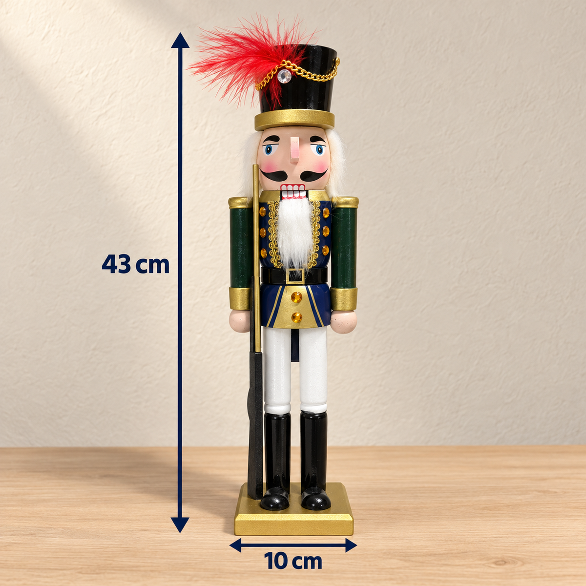 Handmade Navy & Green Royal Guard Nutcracker – 43 cm
