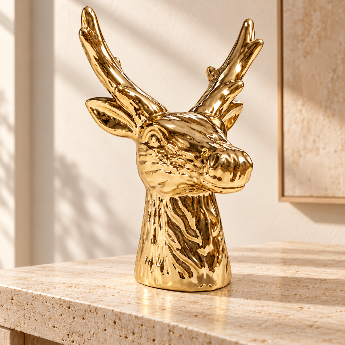 Metallic Reindeer Bust – 19 cm