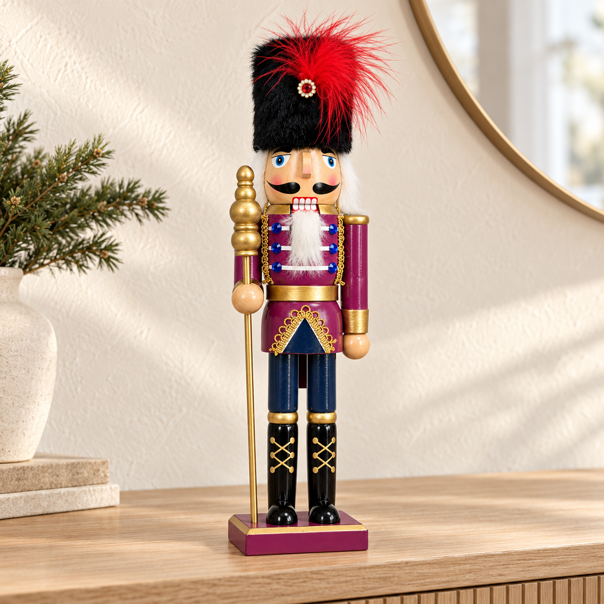 Handmade Plum & Navy Guardsman Nutcracker – 43 cm