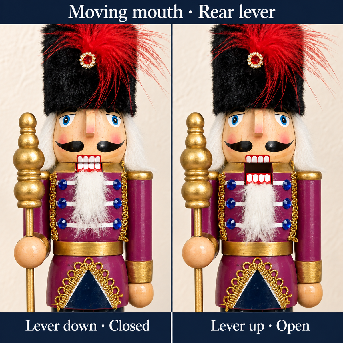 Handmade Plum & Navy Guardsman Nutcracker – 43 cm