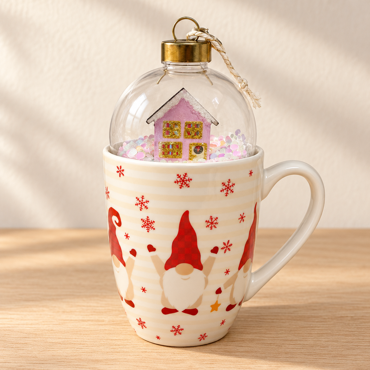 Gnome Mug + Free Snow Globe Ornament